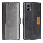 For Motorola Edge 5G 2024 Contrast Color Side Buckle Leather Phone Case(Black + Grey)