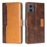 For Motorola Edge 5G 2024 Contrast Color Side Buckle Leather Phone Case(Dark Brown + Gold)