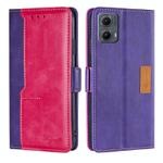 For Motorola Edge 5G 2024 Contrast Color Side Buckle Leather Phone Case(Purple + Rose Red)