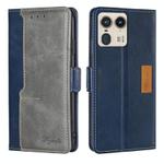 For Motorola Edge 50 Ultra Contrast Color Side Buckle Leather Phone Case(Blue + Grey)