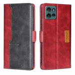 For Motorola Edge 50 5G Contrast Color Side Buckle Leather Phone Case(Red + Black)