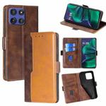 For Motorola Moto G Stylus 5G 2025 Contrast Color Side Buckle Leather Phone Case(Dark Brown + Gold)
