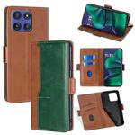 For Motorola Moto G Stylus 5G 2025 Contrast Color Side Buckle Leather Phone Case(Light Brown + Green)