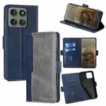For Motorola Edge 60 Pro 5G Contrast Color Side Buckle Leather Phone Case(Blue + Grey)