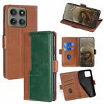 For Motorola Edge 60 Pro 5G Contrast Color Side Buckle Leather Phone Case(Light Brown + Green)