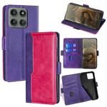 For Motorola Edge 60 Pro 5G Contrast Color Side Buckle Leather Phone Case(Purple + Rose Red)