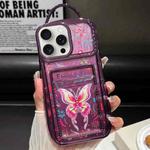 For iPhone 13 Pro Electroplated Card Slot Laser Butterfly Cardboard TPU Phone Case(Purple)