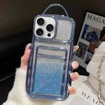 For iPhone 15 Pro Electroplated Card Slot Gradient Glitter Paper TPU Phone Case(Blue)