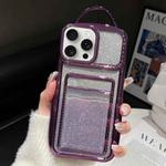 For iPhone 13 Pro Electroplated Card Slot Gradient Glitter Paper TPU Phone Case(Purple)