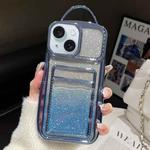 For iPhone 13 Electroplated Card Slot Gradient Glitter Paper TPU Phone Case(Blue)
