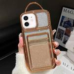 For iPhone 12 Electroplated Card Slot Gradient Glitter Paper TPU Phone Case(Gold)