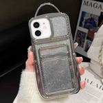 For iPhone 11 Electroplated Card Slot Gradient Glitter Paper TPU Phone Case(Silver)