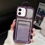 For iPhone 11 Electroplated Card Slot Gradient Glitter Paper TPU Phone Case(Purple)