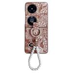 For Huawei Pocket 2 Embroidery Style Full Coverage Phone Case with Ring Bead Chain(Orange)