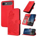 For iPhone 17 Air Datura Flower Embossed Flip Leather Phone Case(Red)