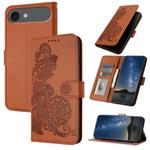 For iPhone 17 Air Datura Flower Embossed Flip Leather Phone Case(Brown)