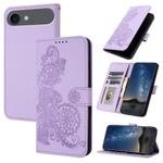 For iPhone 17 Air Datura Flower Embossed Flip Leather Phone Case(Purple)