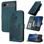 For iPhone 17 Air Datura Flower Embossed Flip Leather Phone Case(Dark Green)