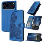 For iPhone 17 Pro Max Datura Flower Embossed Flip Leather Phone Case(Blue)