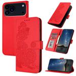 For iPhone 17 Pro Max Datura Flower Embossed Flip Leather Phone Case(Red)