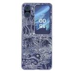 For OPPO Find N2 Flip Embroidery Style Full Coverage Phone Case(Blue)
