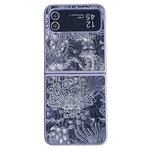 For Samsung Galaxy Z Flip3 Embroidery Style Full Coverage Phone Case(Blue)