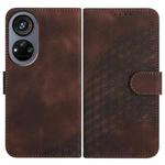 For ZTE Voyage 40 YX0060 Elephant Head Embossed Phone Leather Case with Lanyard(Coffee)