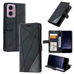 For Motorola Moto G34 Skin Feel Splicing Leather Phone Case(Black)