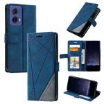 For Motorola Moto G85 Skin Feel Splicing Leather Phone Case(Blue)