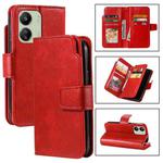 For Xiaomi Redmi 13C 4G Global Tri-Fold 9-Card Wallets Leather Phone Case(Red)