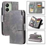 For Xiaomi Redmi 13C 4G Global Tri-Fold 9-Card Wallets Leather Phone Case(Grey)