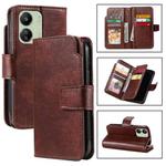 For Xiaomi Poco C65 Global / M6 Tri-Fold 9-Card Wallets Leather Phone Case(Brown)