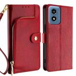 For Motorola Moto G Play 4G 2024 Zipper Bag Leather Phone Case(Red)