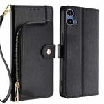 For Motorola Moto G34 5G Zipper Bag Leather Phone Case(Black)