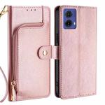 For Motorola Moto G85 5G Zipper Bag Leather Phone Case(Rose Gold)