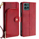 For Motorola Edge 50 5G Zipper Bag Leather Phone Case(Red)