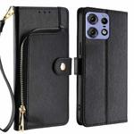 For Motorola Edge 50 Pro 5G Zipper Bag Leather Phone Case(Black)