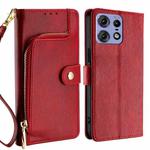 For Motorola Edge 50 Pro 5G Zipper Bag Leather Phone Case(Red)