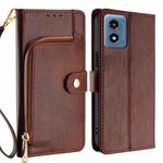 For Motorola Moto G 5G 2024 Zipper Bag Leather Phone Case(Brown)