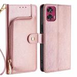 For Motorola Edge 50 Fusion 5G Zipper Bag Leather Phone Case(Rose Gold)