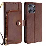 For Motorola Edge 50 Neo 5G Zipper Bag Leather Phone Case(Brown)