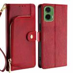 For Motorola Moto G35 5G Zipper Bag Leather Phone Case(Red)