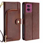 For Motorola Moto G55 5G Zipper Bag Leather Phone Case(Brown)