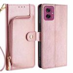 For Motorola Moto G55 5G Zipper Bag Leather Phone Case(Rose Gold)