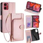 For Motorola Moto G05 Zipper Bag Leather Phone Case(Rose Gold)