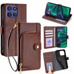 For Motorola Moto G Stylus 5G 2025 Zipper Bag Leather Phone Case(Brown)