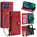 For Motorola Moto G Stylus 5G 2025 Zipper Bag Leather Phone Case(Red)