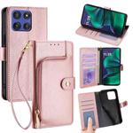 For Motorola Moto G Stylus 5G 2025 Zipper Bag Leather Phone Case(Rose Gold)