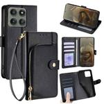 For Motorola Edge 60 Pro 5G Zipper Bag Leather Phone Case(Black)