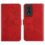 For TCL 50 SE/40 NxtPaper 4G HT03 Skin Feel Butterfly Embossed Flip Leather Phone Case(Red)